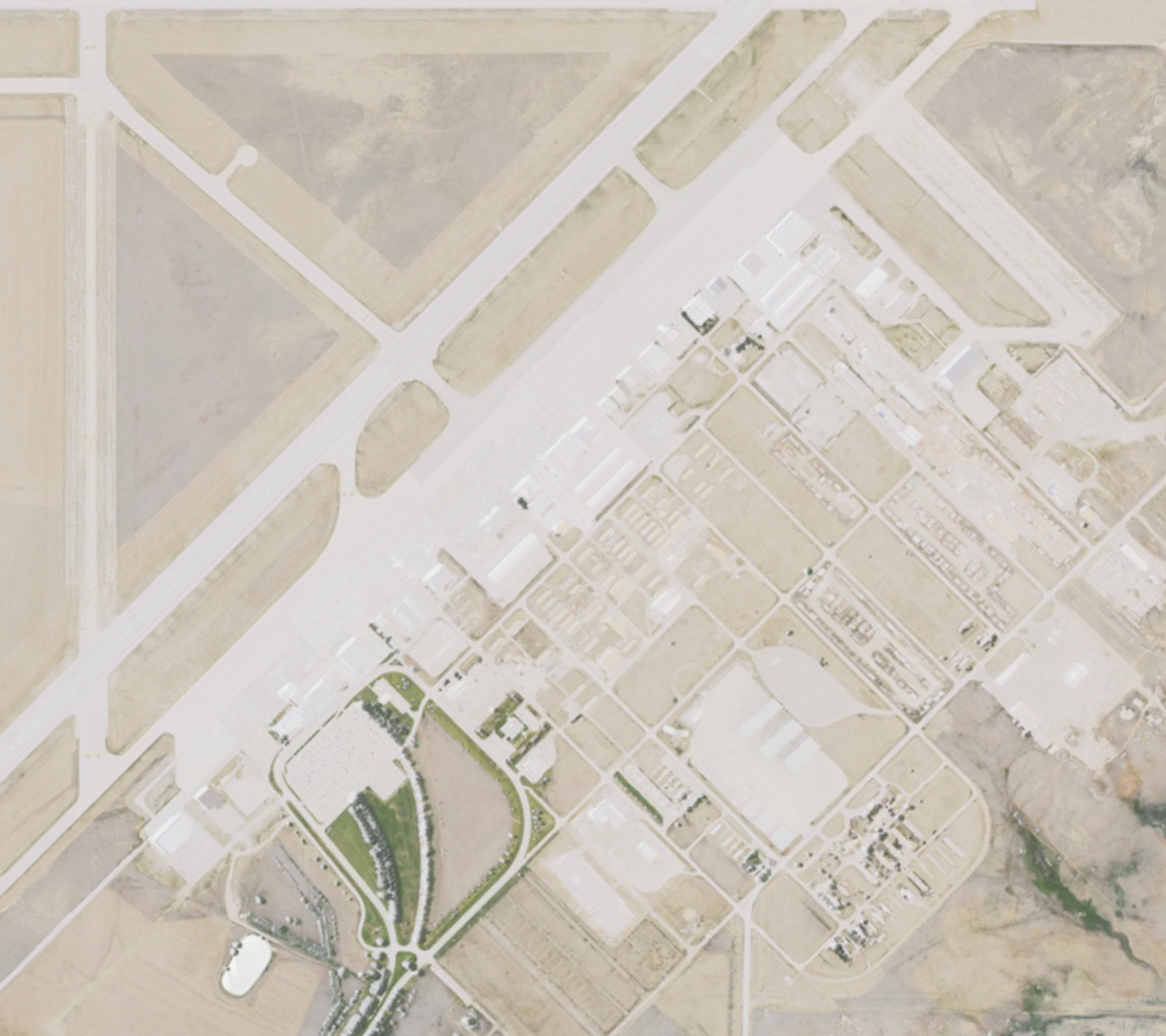 2019 aerial of the Casper-Natrona County International Airport terminal and ramp