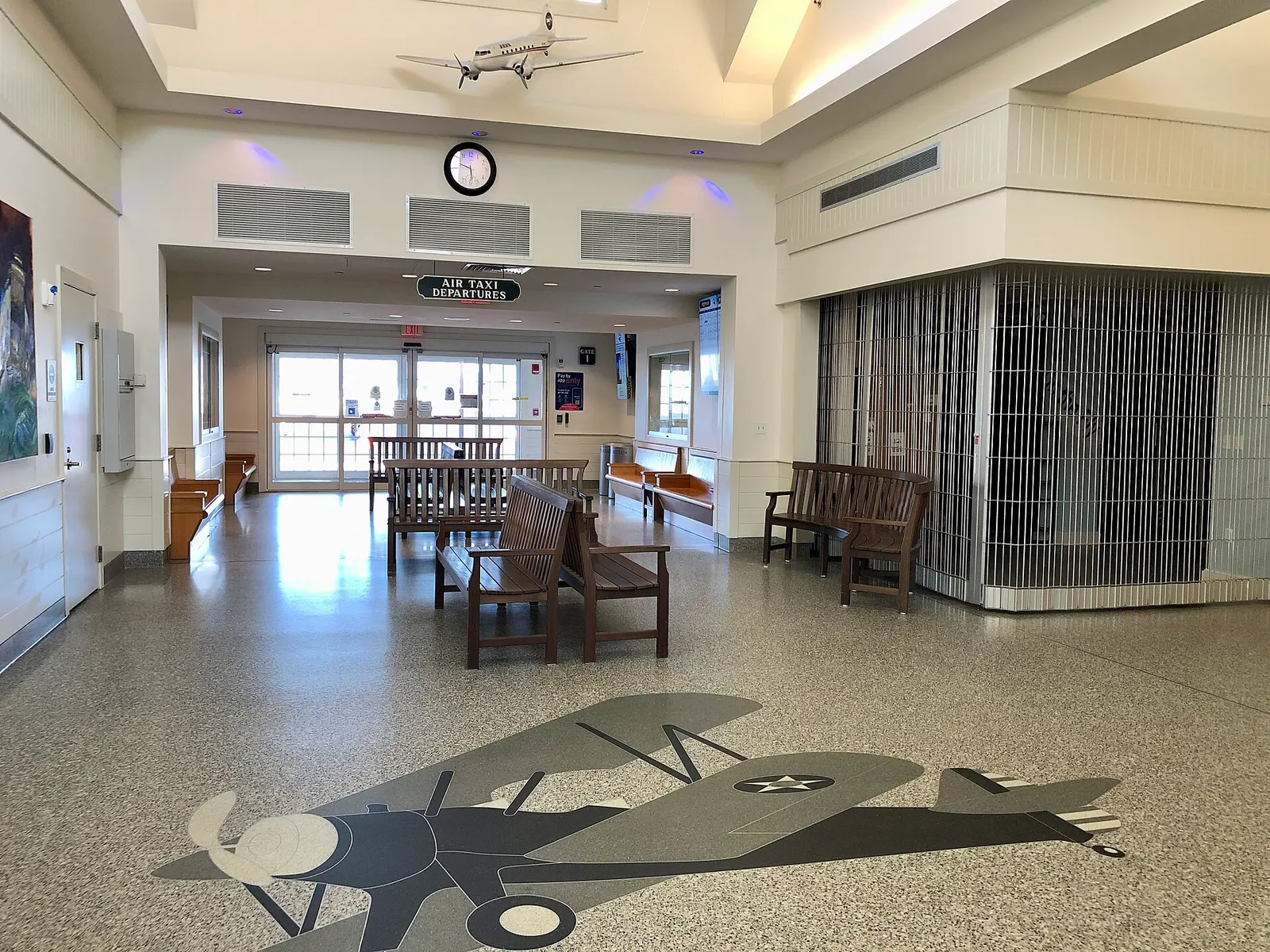 The departures gate at Nantucket in 2020