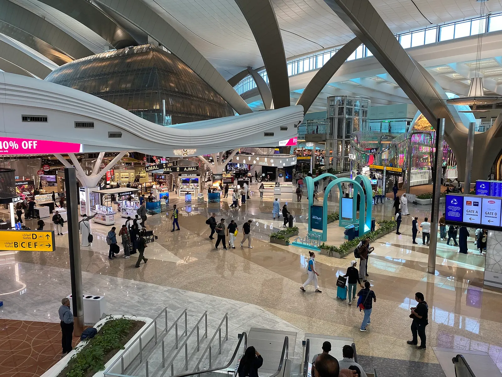 Terminal A of Zayed International Airport in Abu Dhabi, United Arab Emirates.