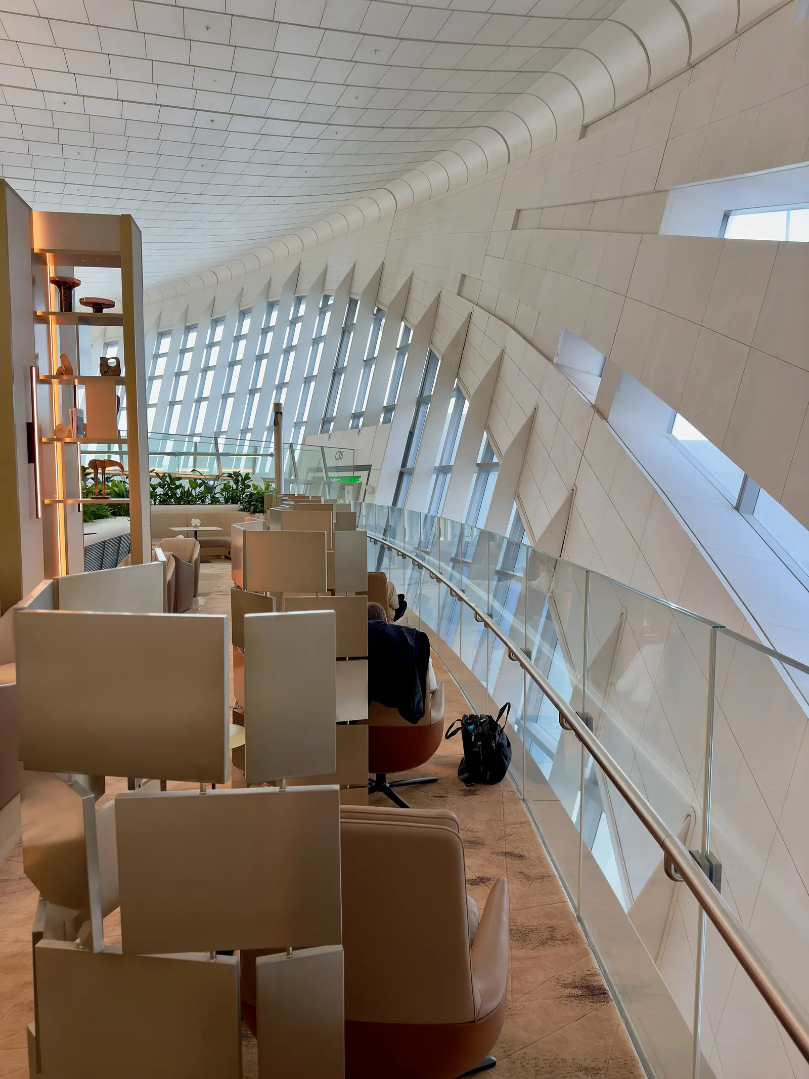 Interior view of the U.S. Preclearance Lounge at Zayed International Airport.