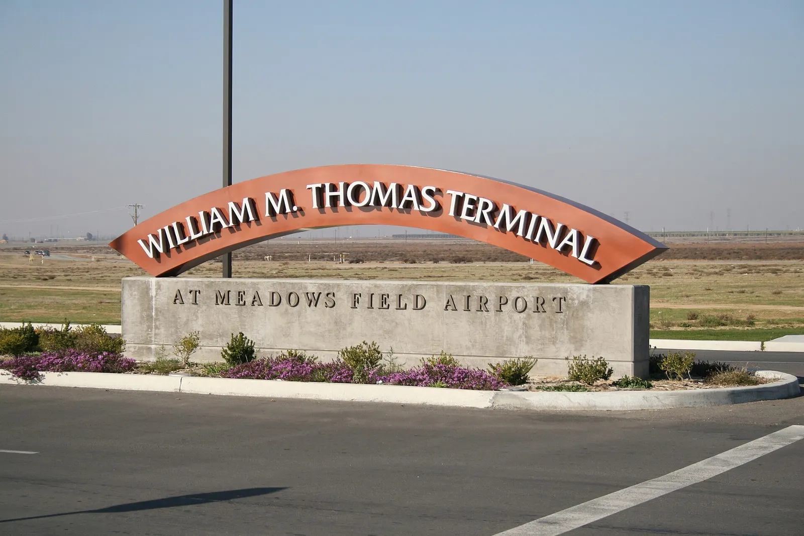Entrance sign of the William M. Thomas Terminal at Meadows Field Airport (BFL)