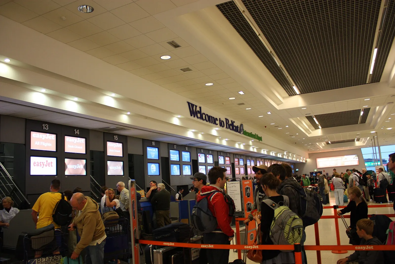 Check-in area, Belfast International Airport, Aldergrove, County Antrim, Northern Ireland, July 2010