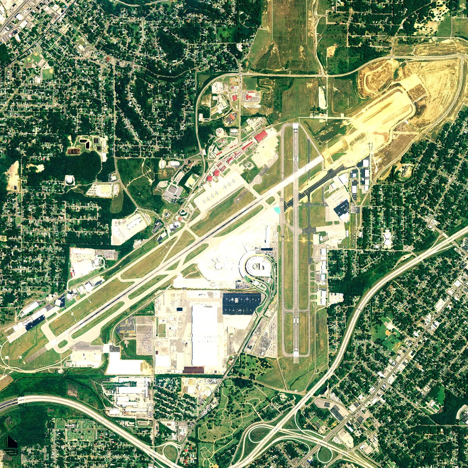 Aerial image of Birmingham-Shuttlesworth International Airport in Birmingham, Alabama, United States