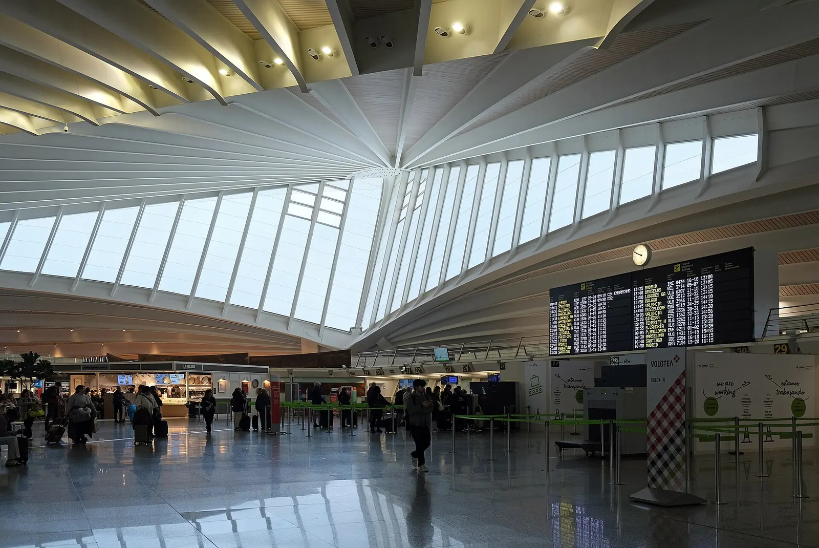Check-in hall of Bilbao Airport’s Calatrava passenger terminal
