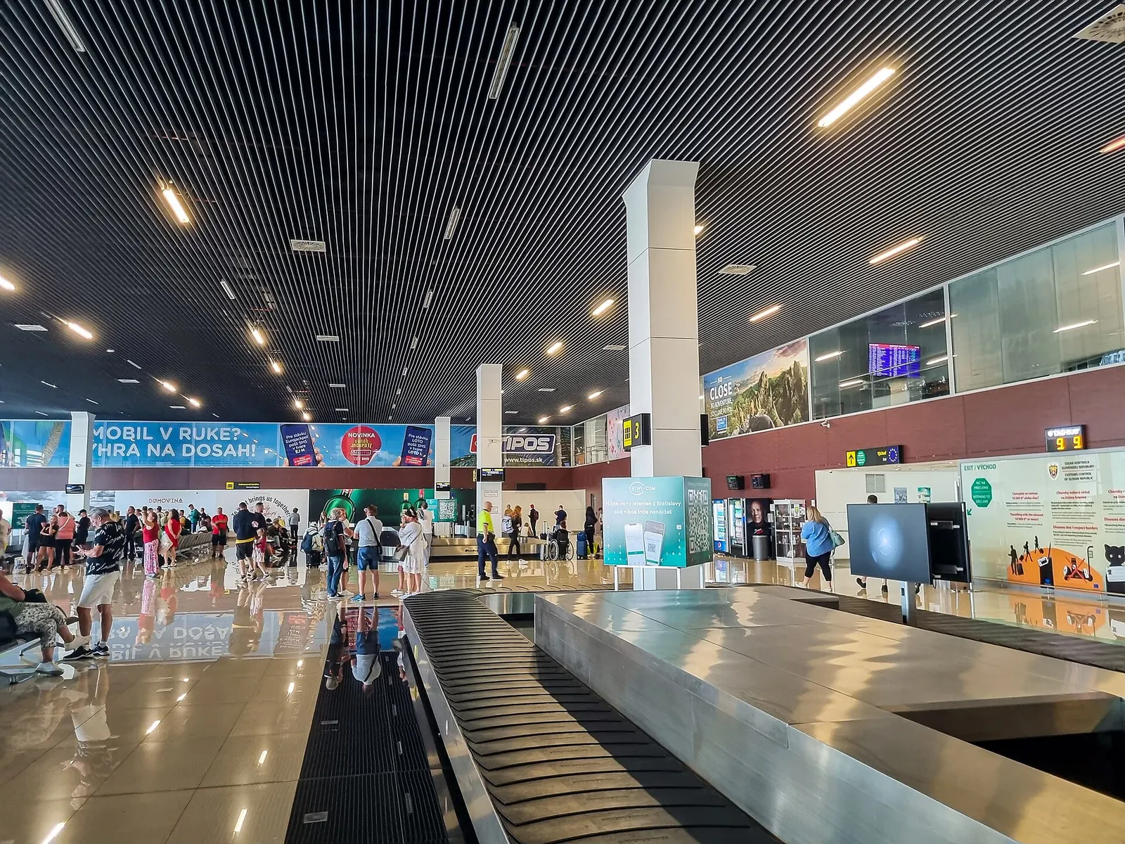Arrival gate & exit at Bratislava Airport (M. R. Štefánika) in Slovakia.