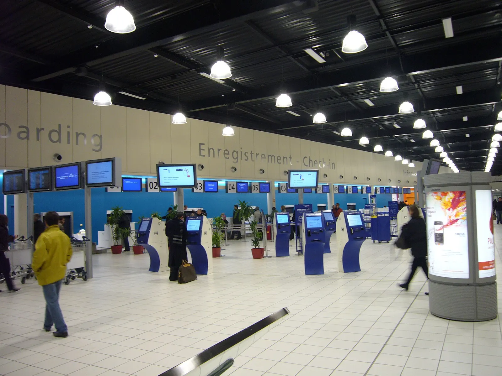 Check-in counters at Charles de Gaulle International Airport Terminal 2G