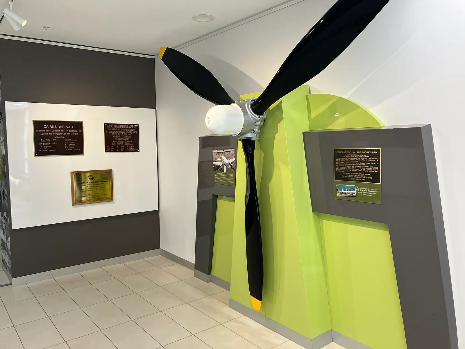 Aviation Pioneers Display at Cairns Airport's Domestic Terminal, upstairs near the Qantas Club