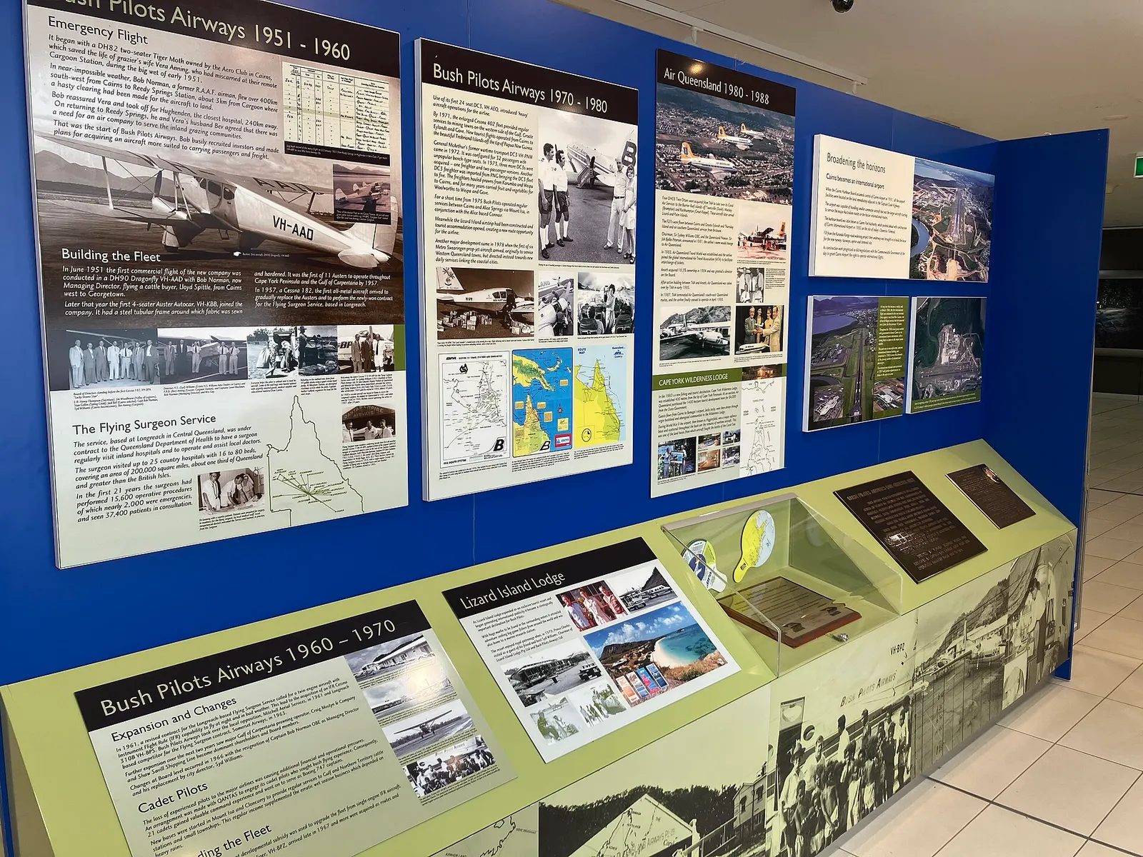 Aviation Pioneers Display at Cairns Airport's Domestic Terminal, upstairs near the Qantas Club