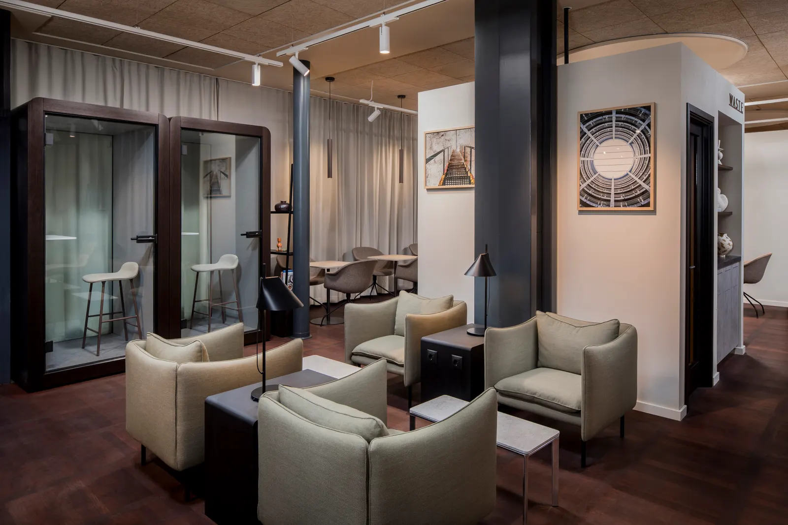 Lounge seating in the Aspire Lounge at Copenhagen Airport (CPH).