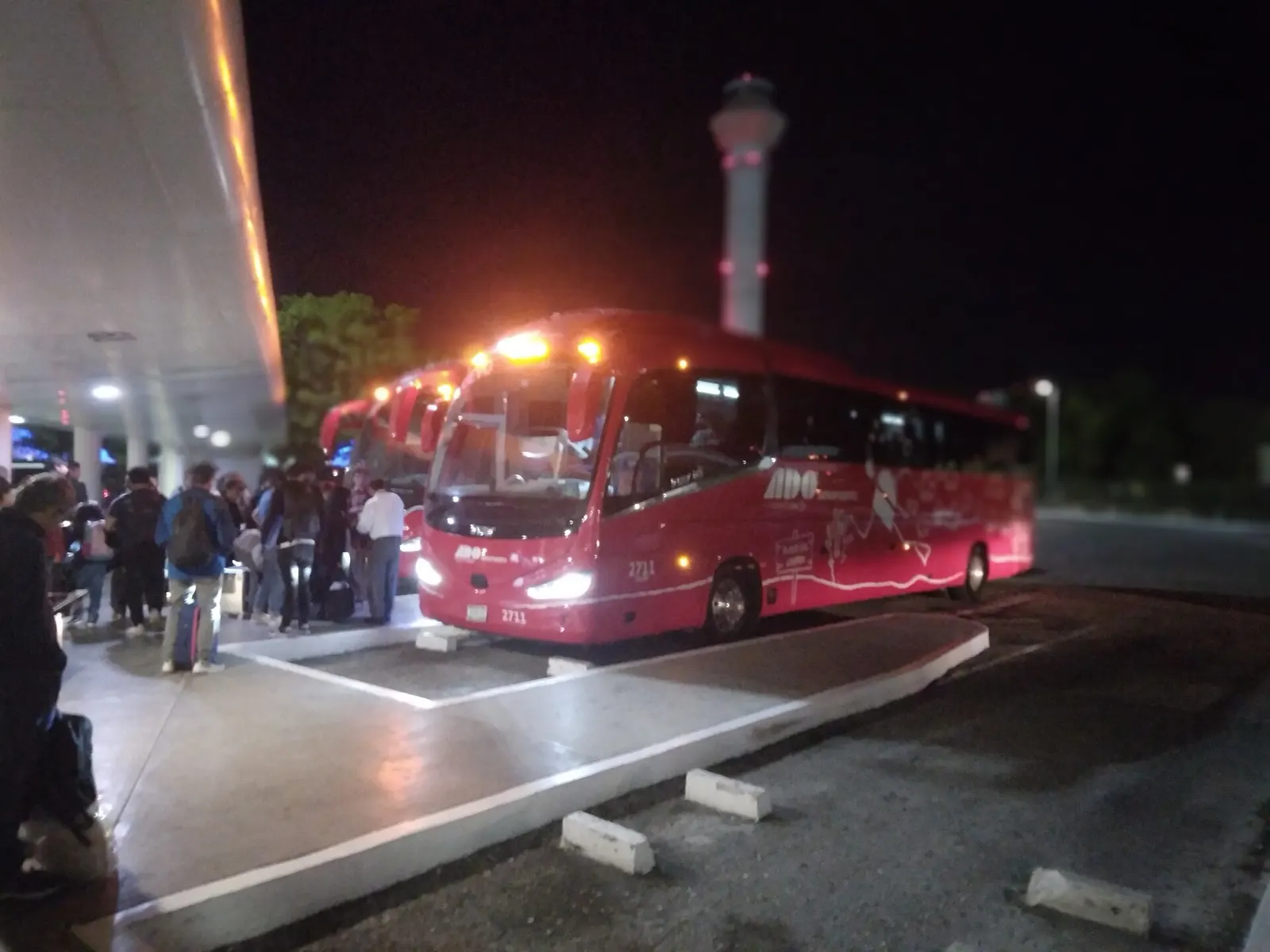 ADO bus platforms at Cancun International Airport Terminal 2