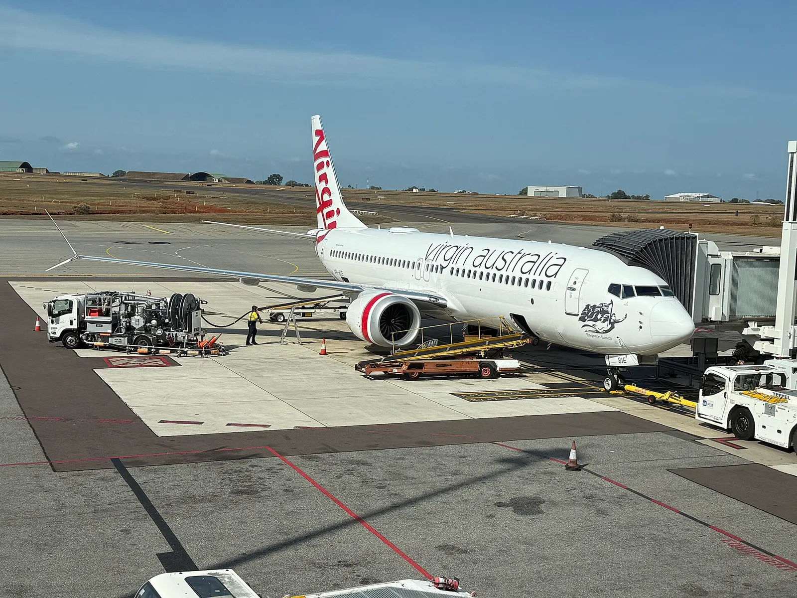 Virgin Australia (VH-8IE) Boeing 737 MAX 8 at Darwin International Airport , getting ready to depart to Brisbane as VA9536 on Sunday 28 September 2025