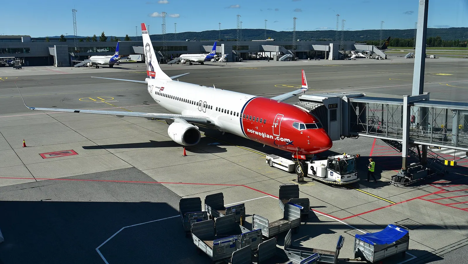 Norwegian Air Shuttle Boeing 737-8KN LN-NIL laying over at Oslo Airport, Gardermoen (OSL/ENGM), near Oslo, Norway, prior to departure for Harstad/Narvik Airport, Evenes (EVE/ENEV), Norway, as DY364