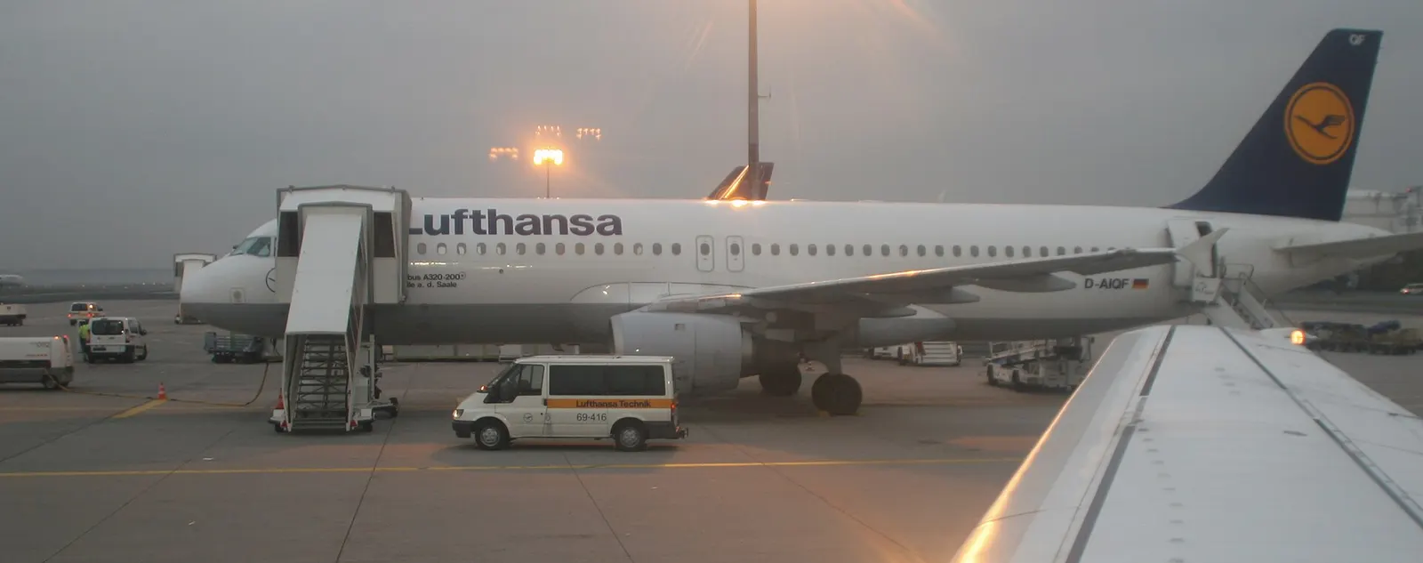 "Gate 62" at FRA's Terminal B is a bus ride to a plane far out on the tarmac. Like this one.