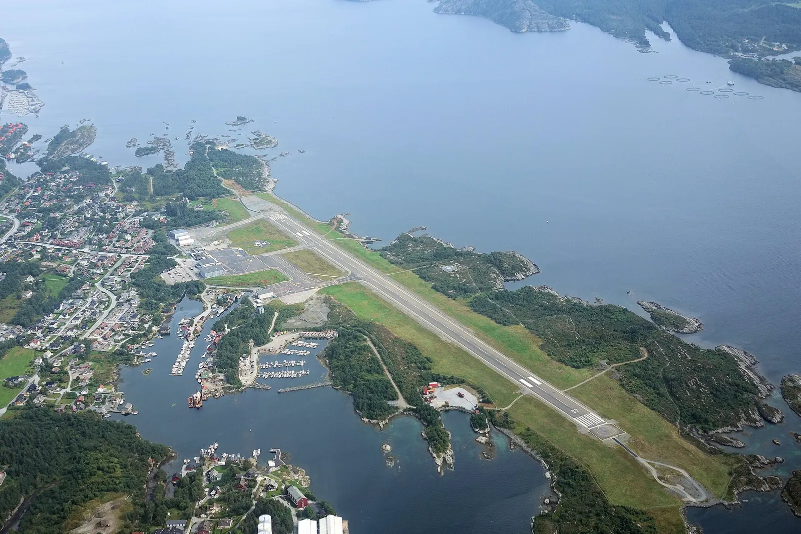 Florø airport photographed after take-off on a commercial flight to Bergen.