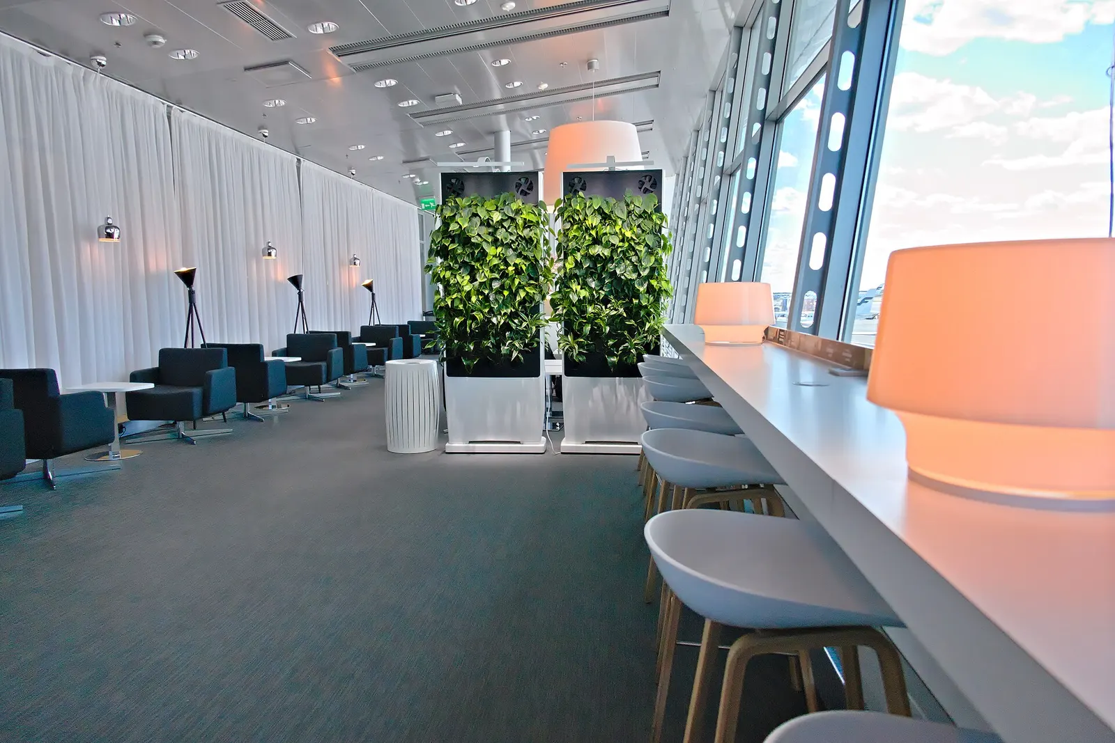 Finnair Lounge at the Helsinki-Vantaa airport.