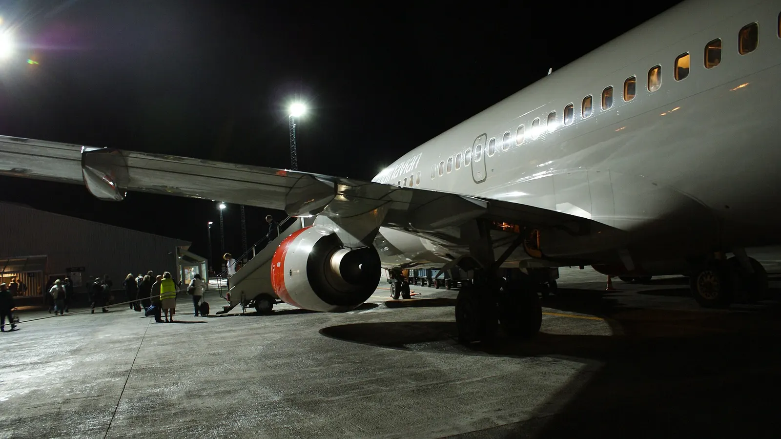 SAS Boeing 737-700 after landing in Kirkenes Airport, Finnmark, Norway