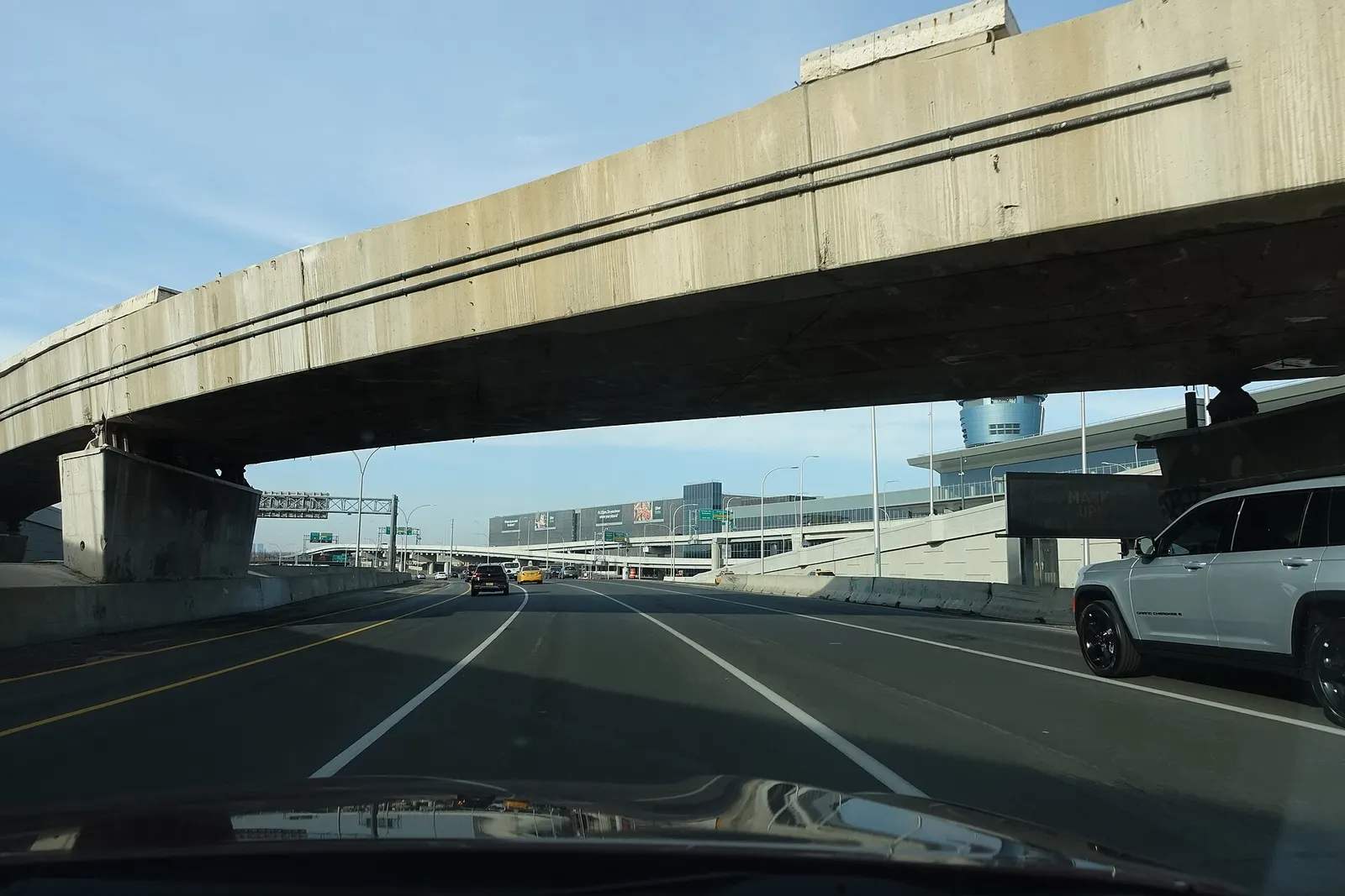 Traveling west on the Grand Central Parkway through LaGuardia Airport in East Elmhurst, Queens.