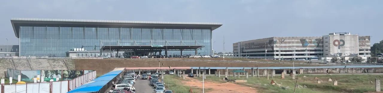 Murtala Muhammed Terminal 2 glass hall and parking garage, Ikeja, December 2024