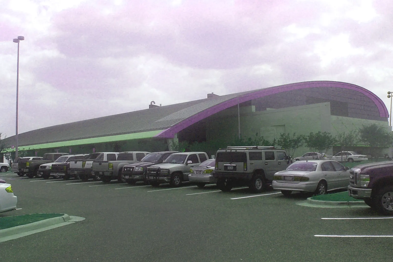 Laredo International Airport passenger terminal exterior with the curved roof, photographed 23 April 2008.