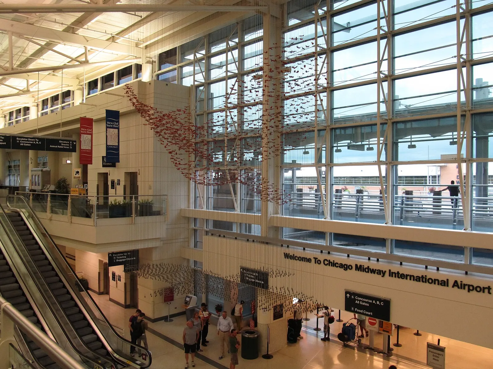 Check-in hall at Chicago Midway International Airport with Southwest ticket counters