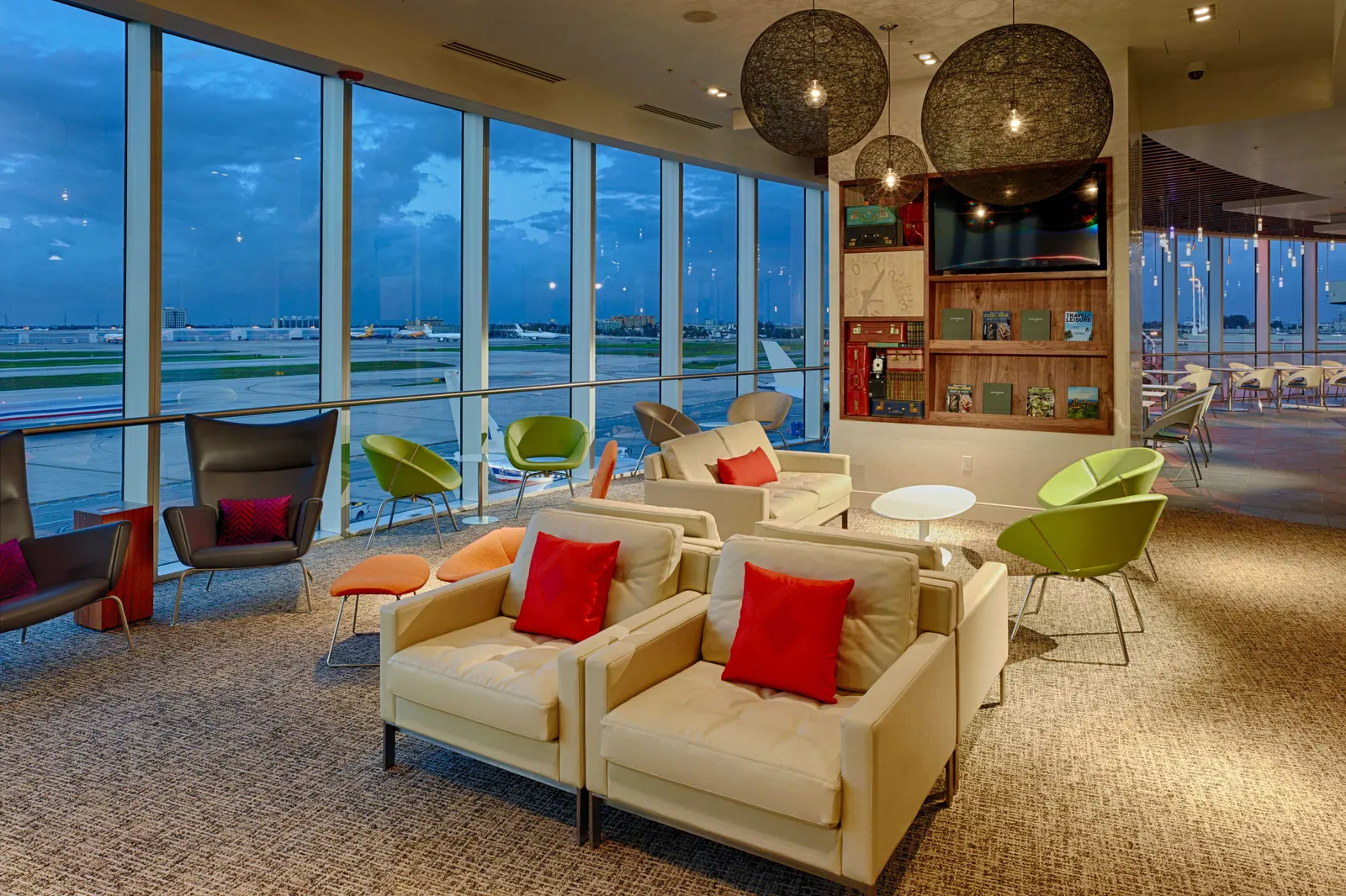 Main lounge seating area in The Centurion Lounge at Miami International North Terminal D (MIA).