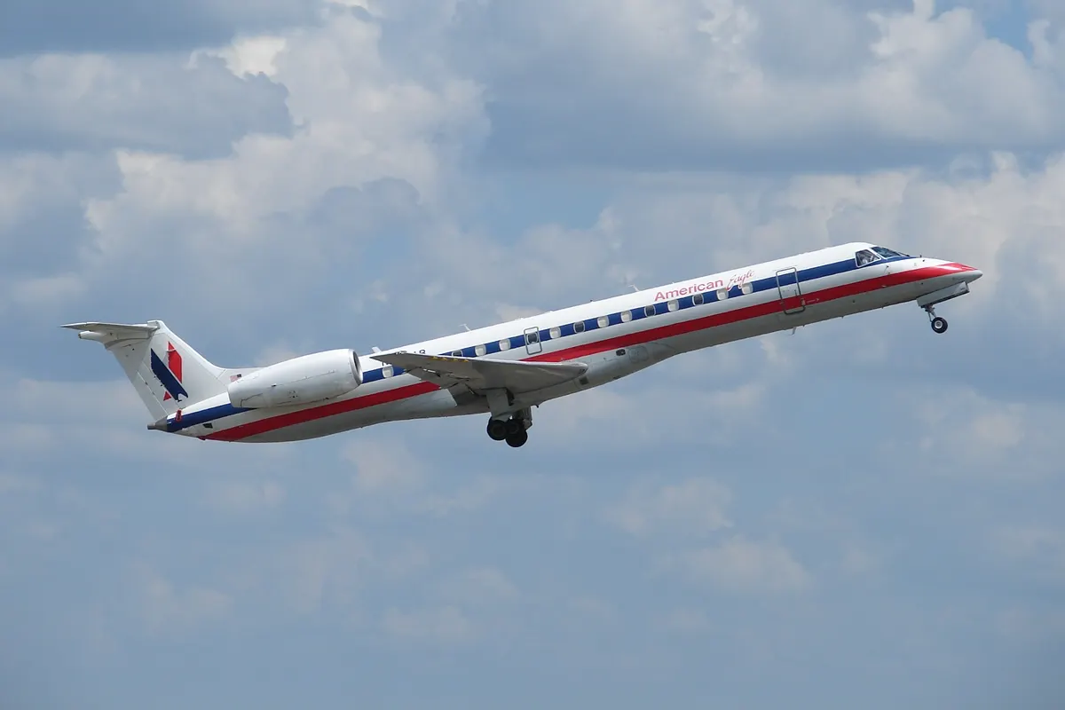 American Eagle Embraer ERJ 145 on the ramp at Monroe Regional Airport