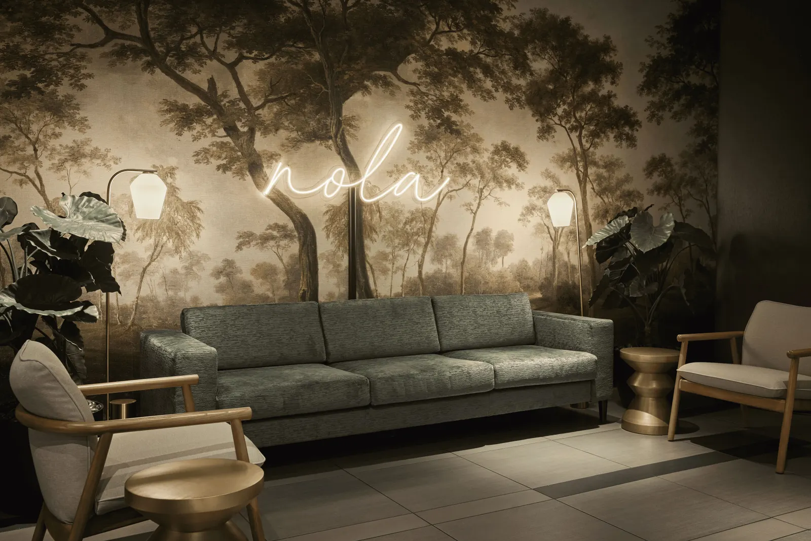 Main lounge interior in The Club MSY at New Orleans (MSY).
