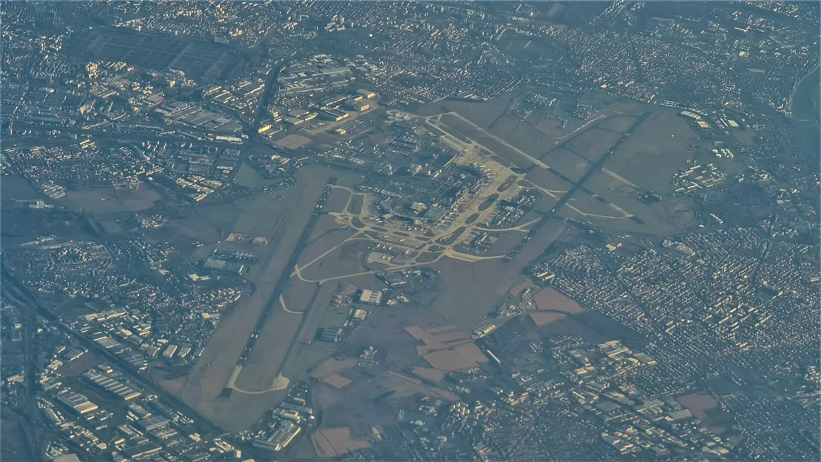 Aerial photograph of Paris-Orly Airport from 31,000 feet.