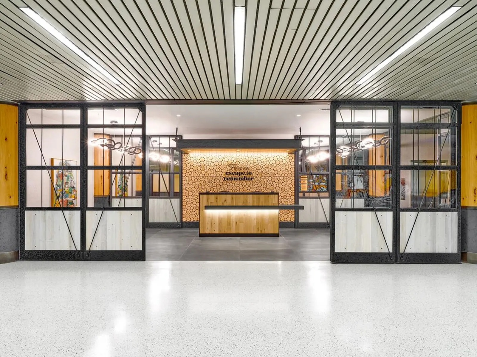 Entrance in the Escape Lounge at Portland International Airport (PDX).