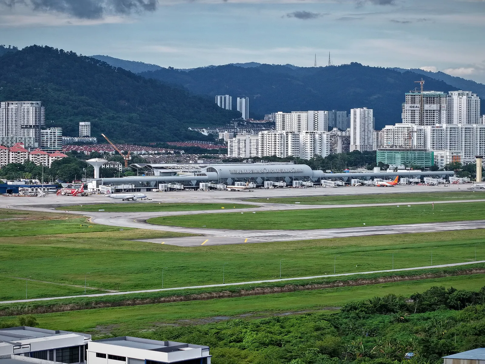 Aerial view of Penang International Airport in Bayan Lepas, December 2024