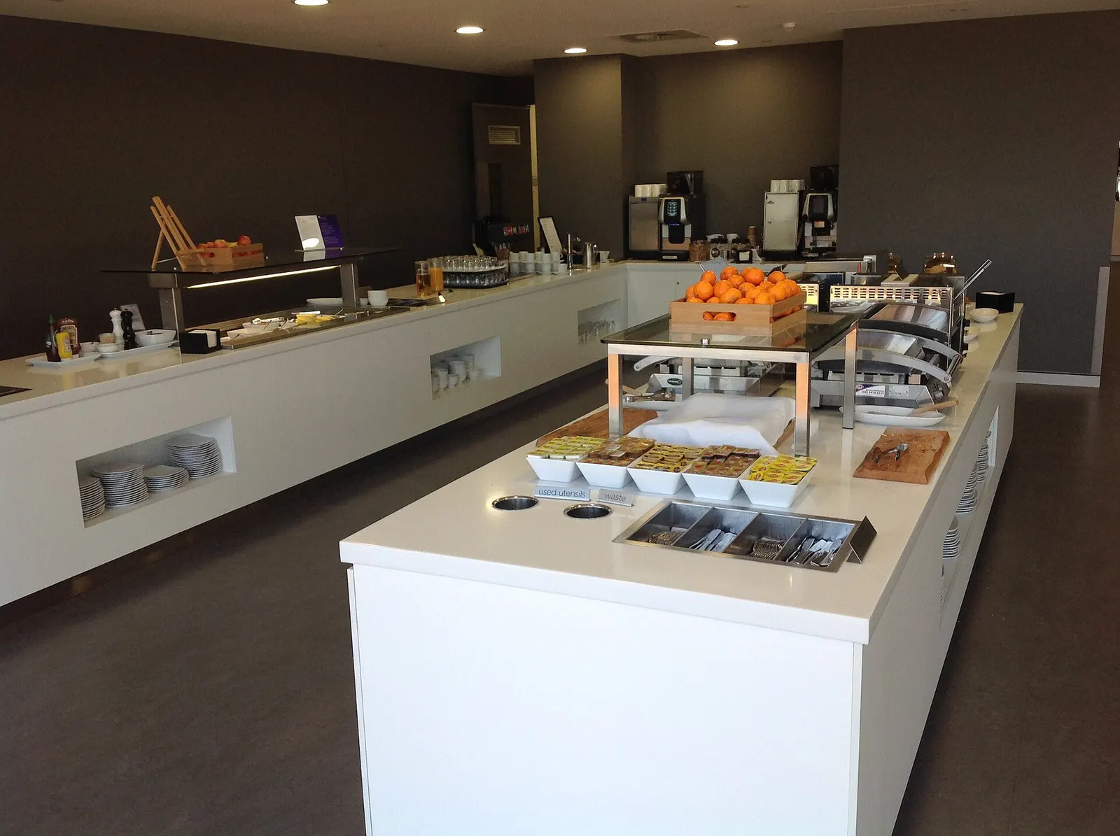 The food serving area at the Virgin Australia Lounge at Terminal 2, Perth Airport