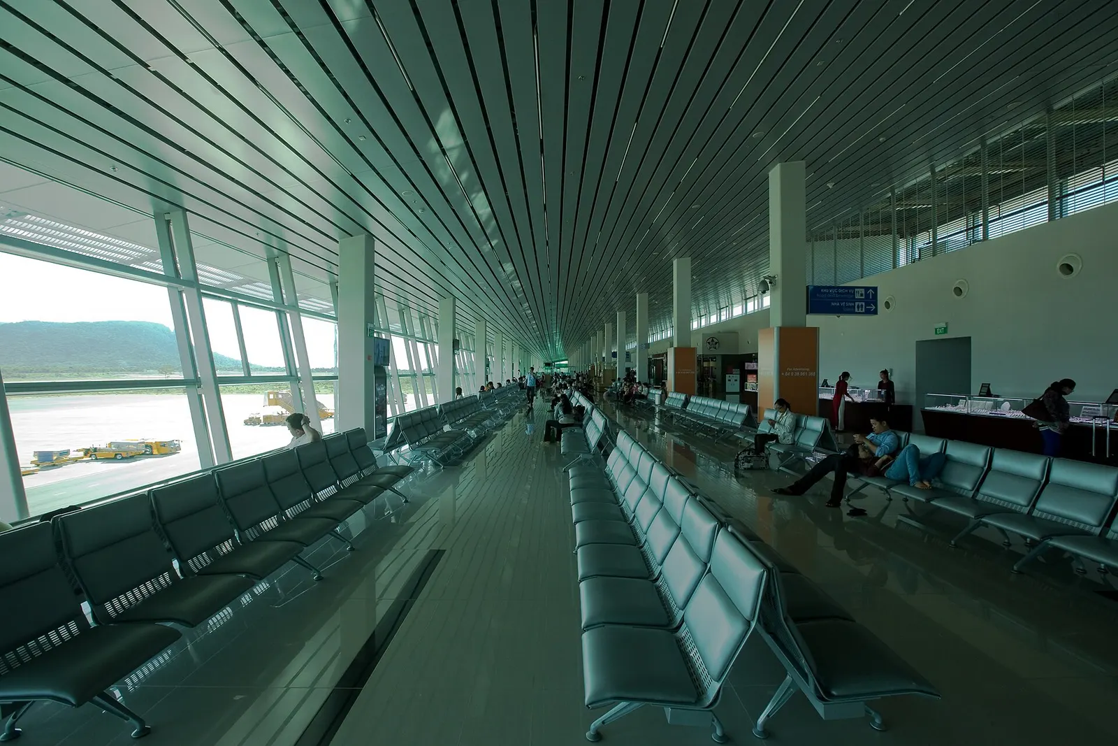 Phu Quoc International airport departure waiting hall.