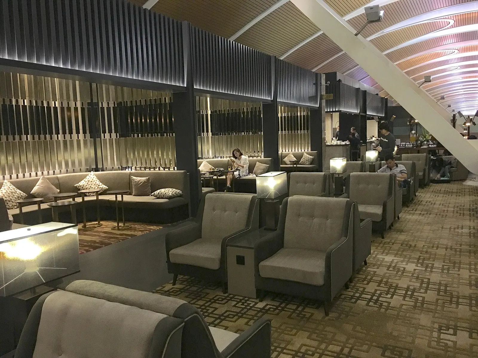 Interior view of the China Eastern Plaza Premium Lounge No.77 at Shanghai Pudong Airport.