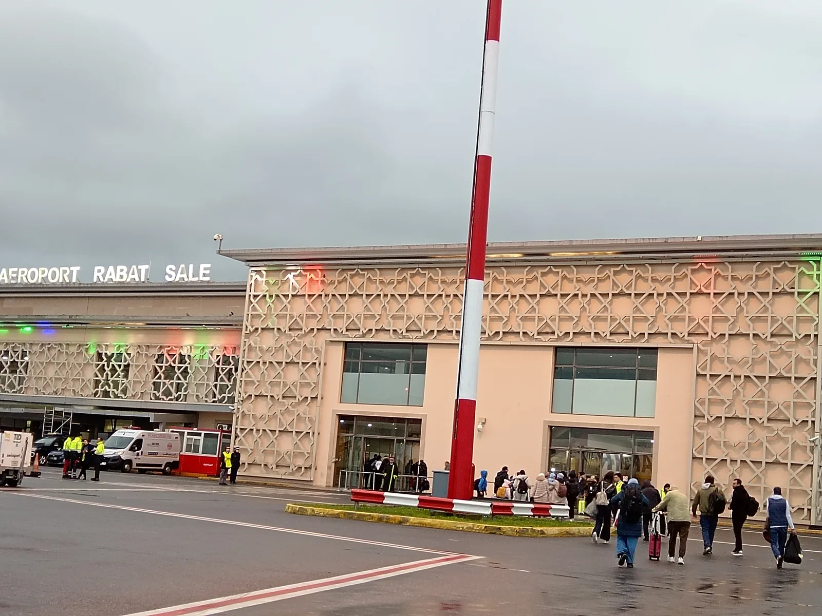 Rabat–Salé Airport terminal and apron area photographed in January 2026