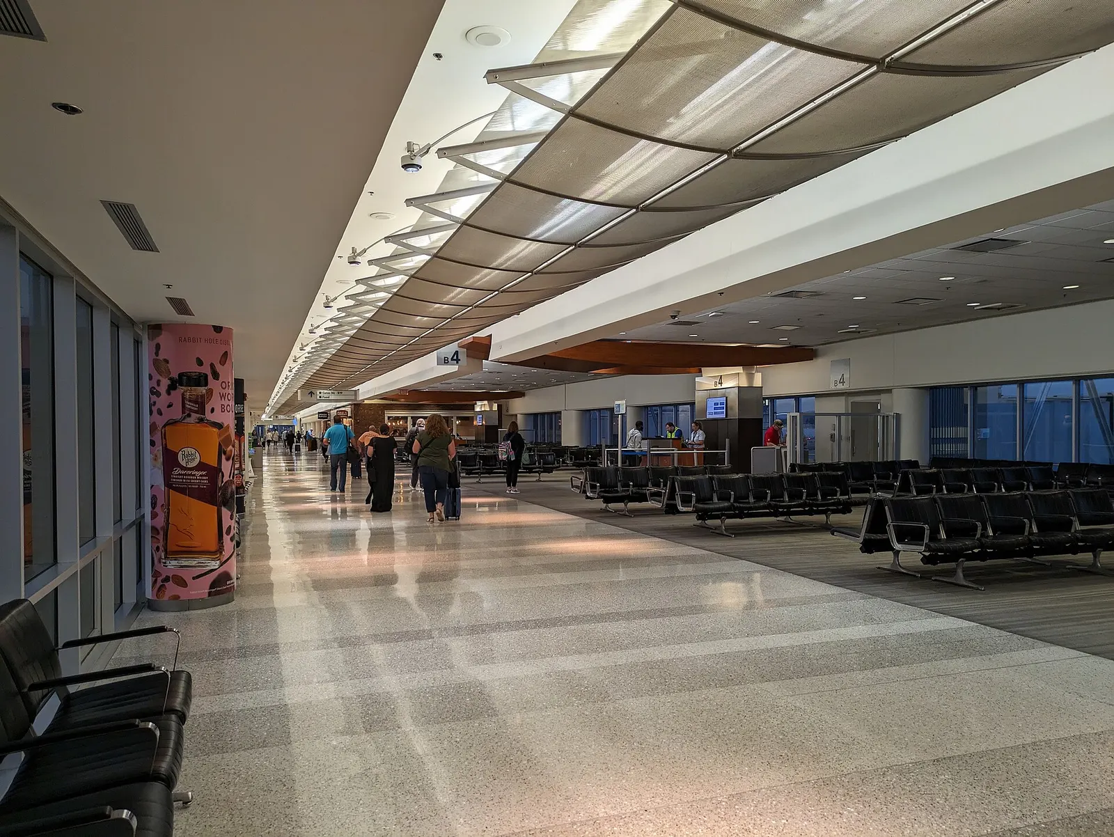Concourse B at Louisville Muhammad Ali International Airport looking toward Gate B4