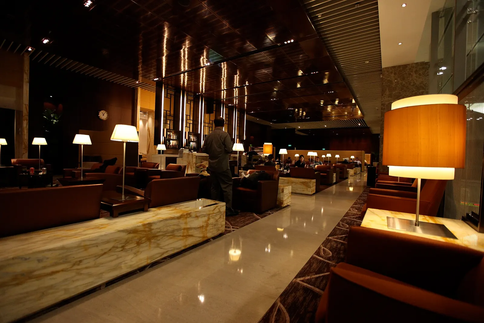 Interior of the Singapore Airlines SilverKris Lounge in Changi Airport Terminal 3.