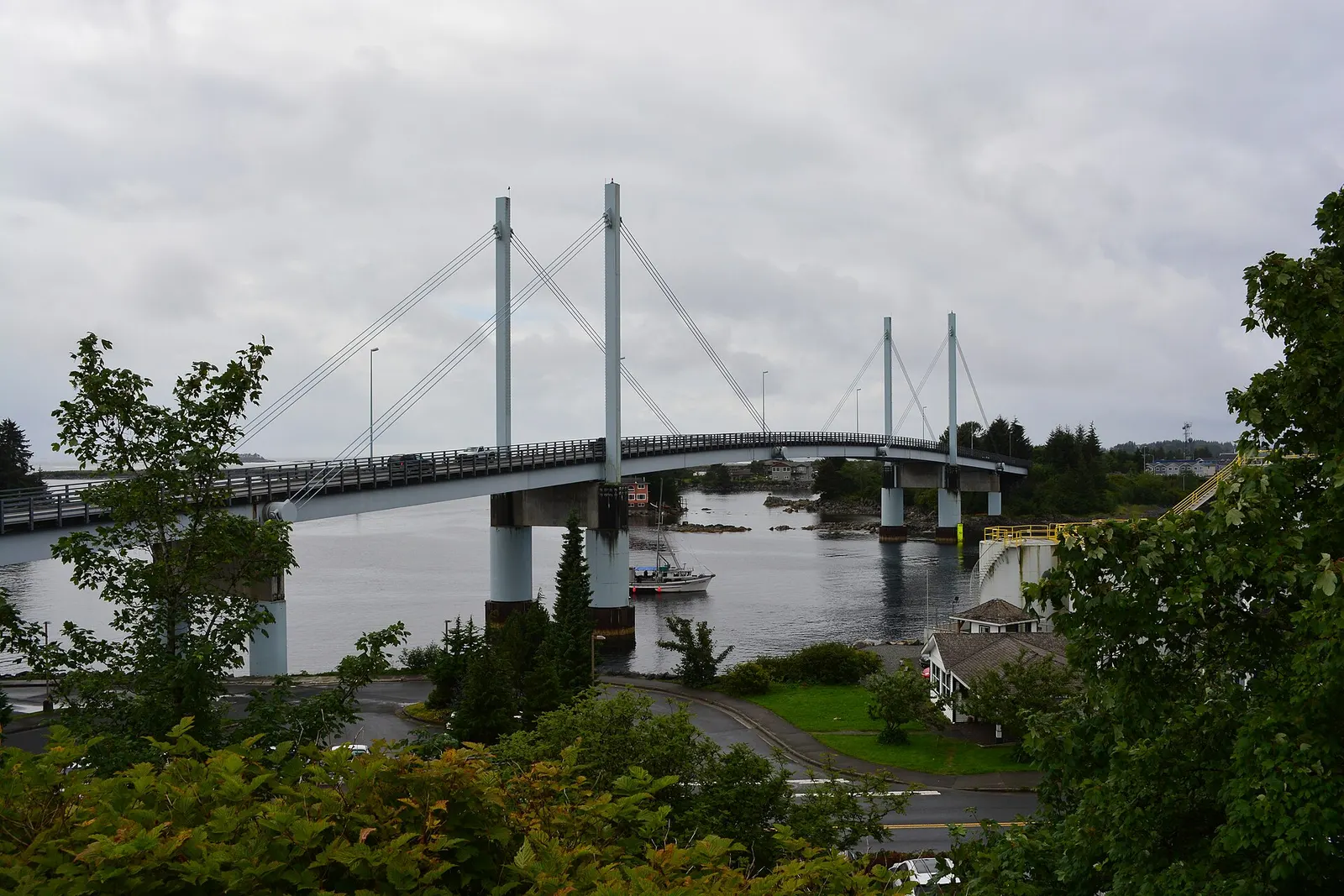 John O'Connell Bridge seen from Castle Hill, Sitka, 17 August 2023