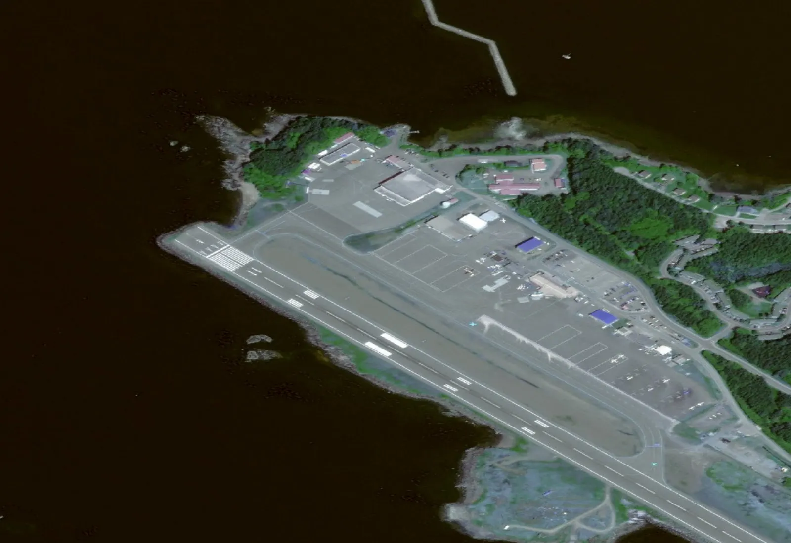 USGS National Map aerial of the Sitka Rocky Gutierrez Airport apron and west ramp on Japonski Island
