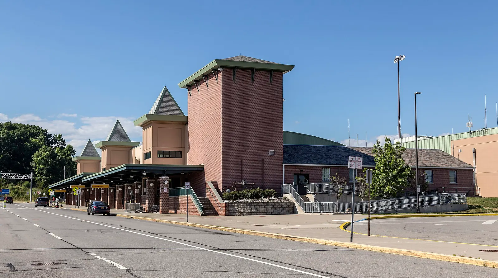 The passenger terminal exterior at New York Stewart International Airport in Newburgh, New York, photographed in 2016.