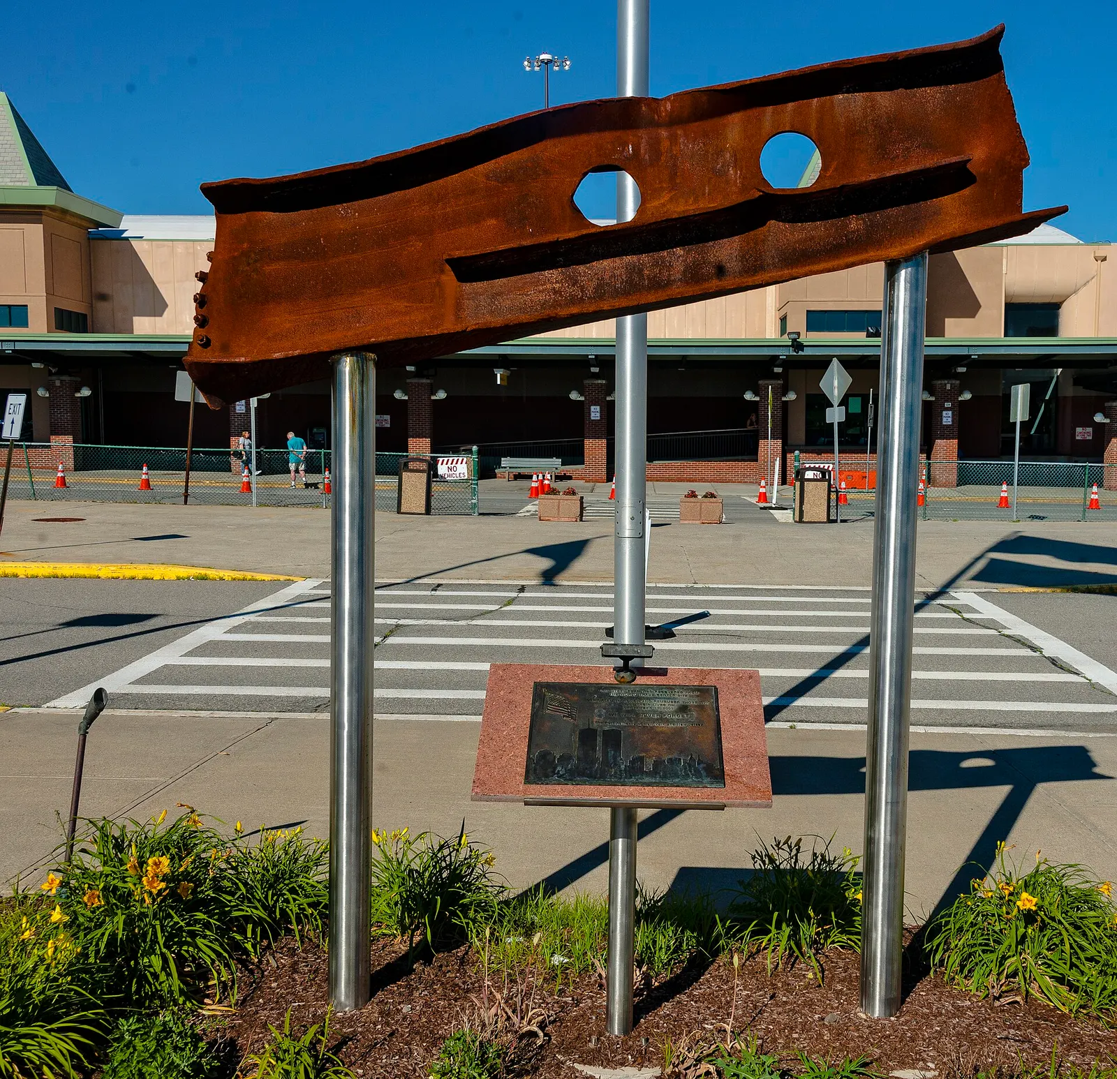 The 9/11 memorial at Stewart International Airport, with a piece of steel from the World Trade Center.