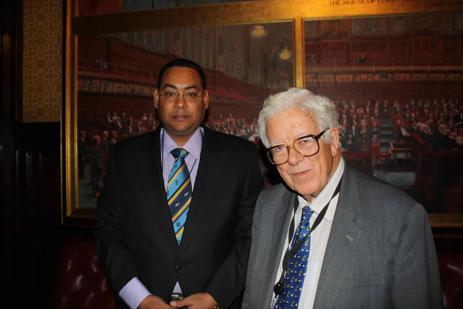 Albert Sydney and Lord Geoffrey Howe of Aberavon at the House of Lords, United Kingdom Parliament